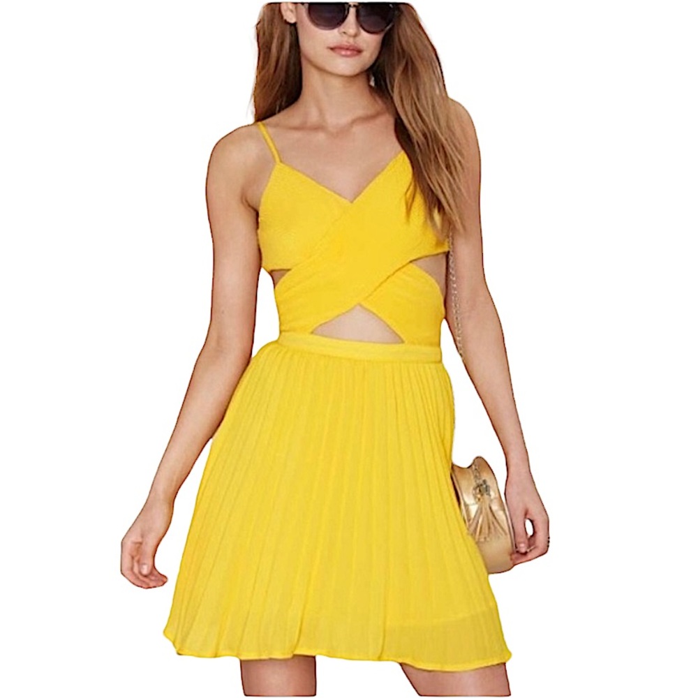 NWOT Nasty gal Glamorous yellow dress